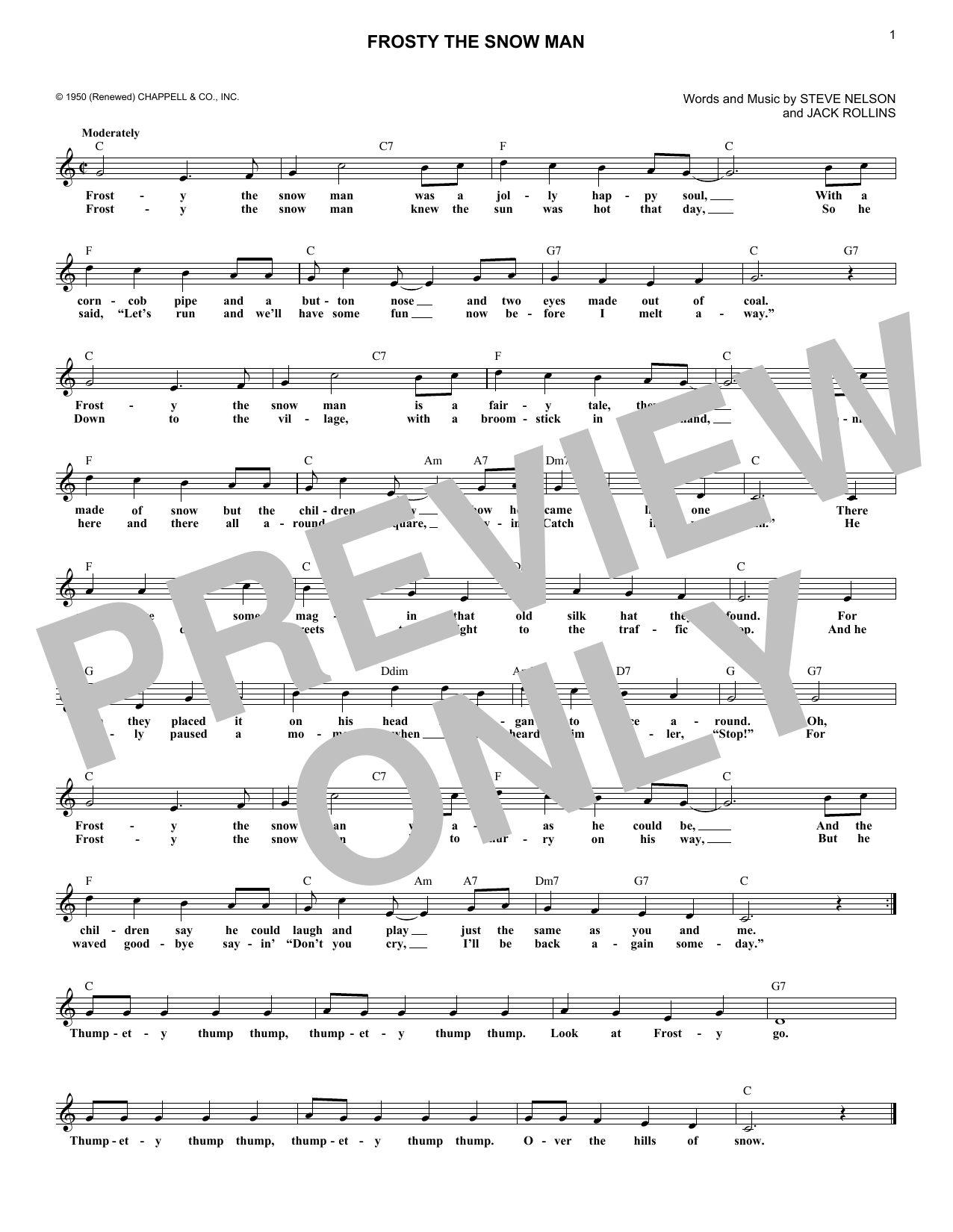 Frosty The Snow Man (Lead Sheet / Fake Book) von Steve Nelson