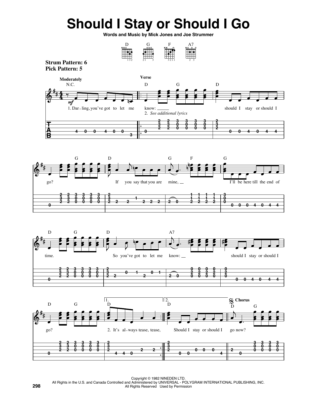 Should I Stay Or Should I Go (Easy Guitar Tab) von The Clash