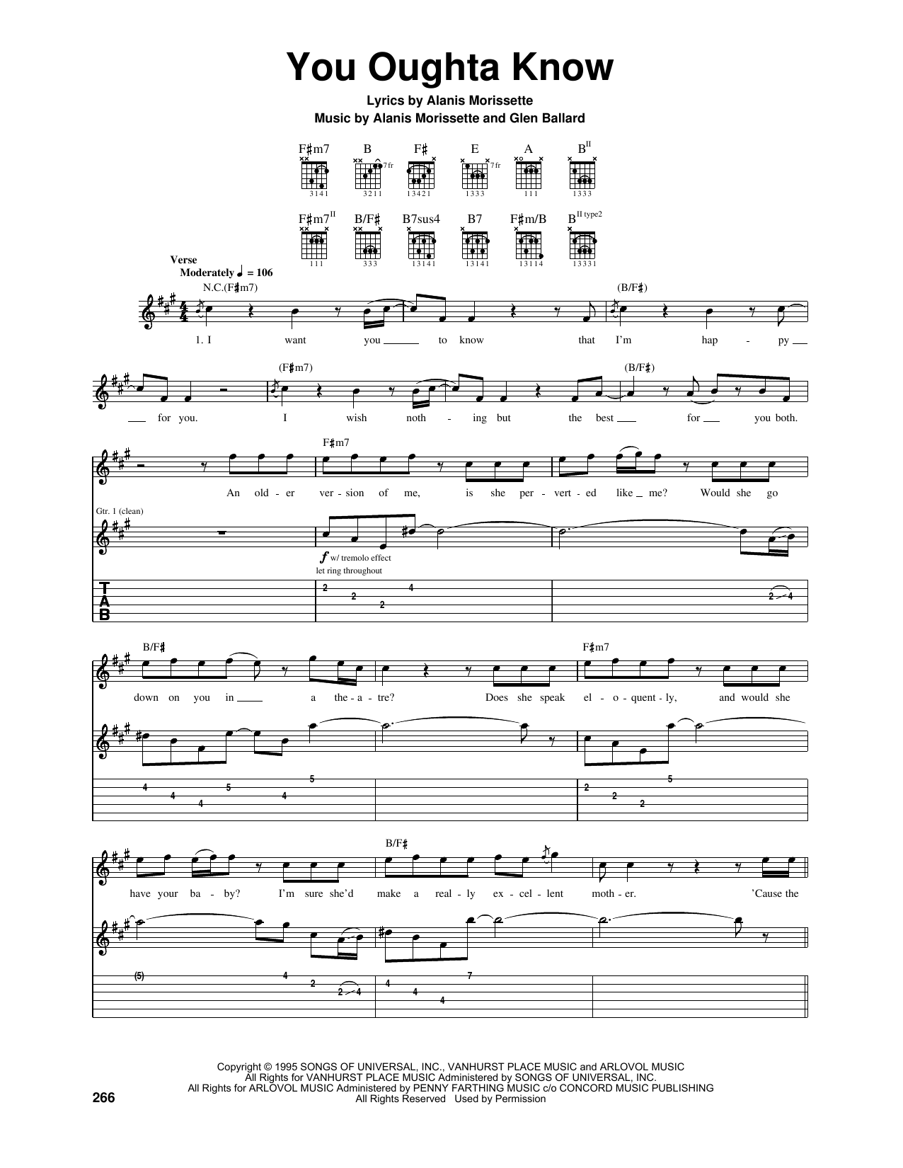 You Oughta Know (Guitar Tab) von Alanis Morissette