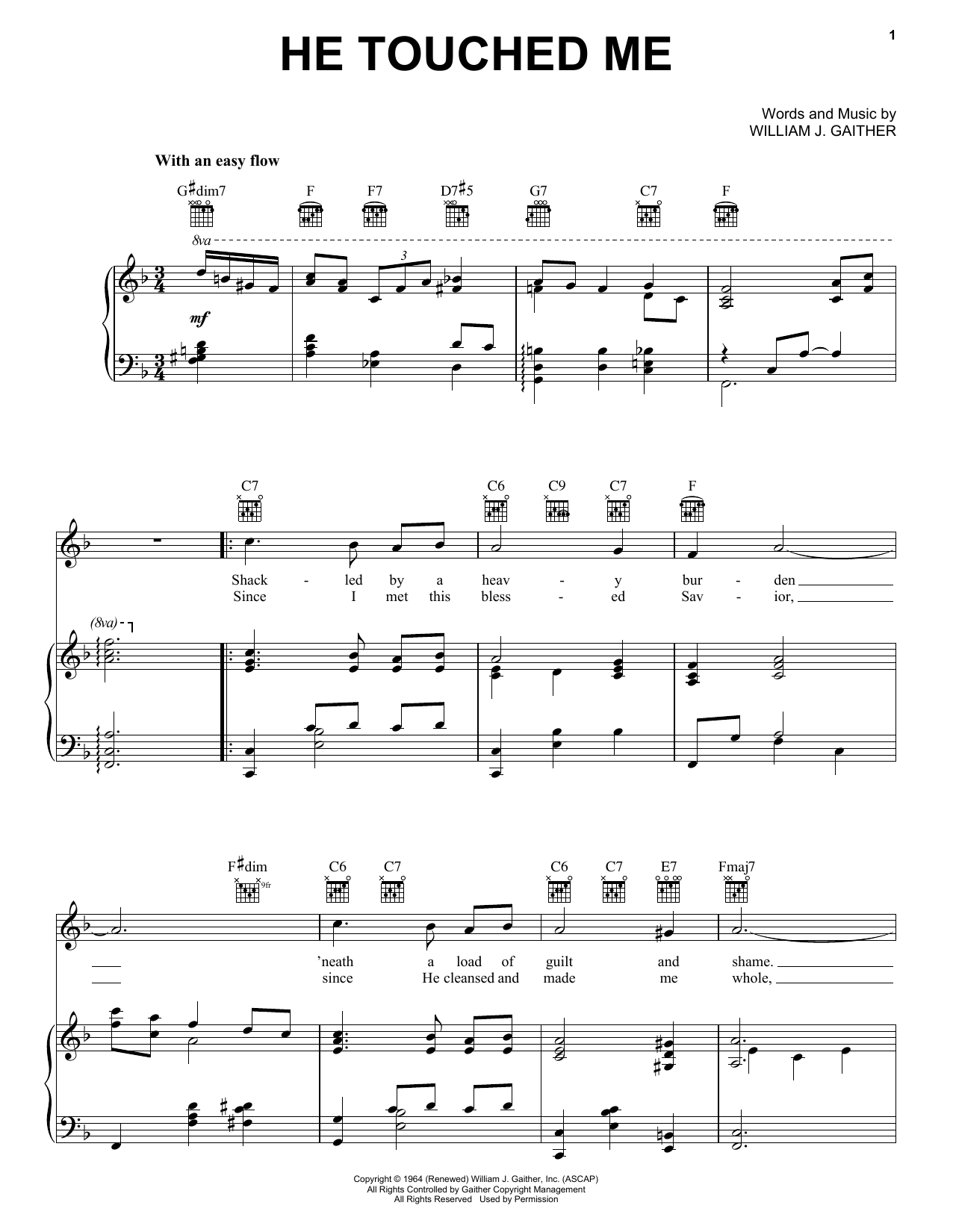 He Touched Me (Piano, Vocal & Guitar Chords (Right-Hand Melody)) von Elvis Presley