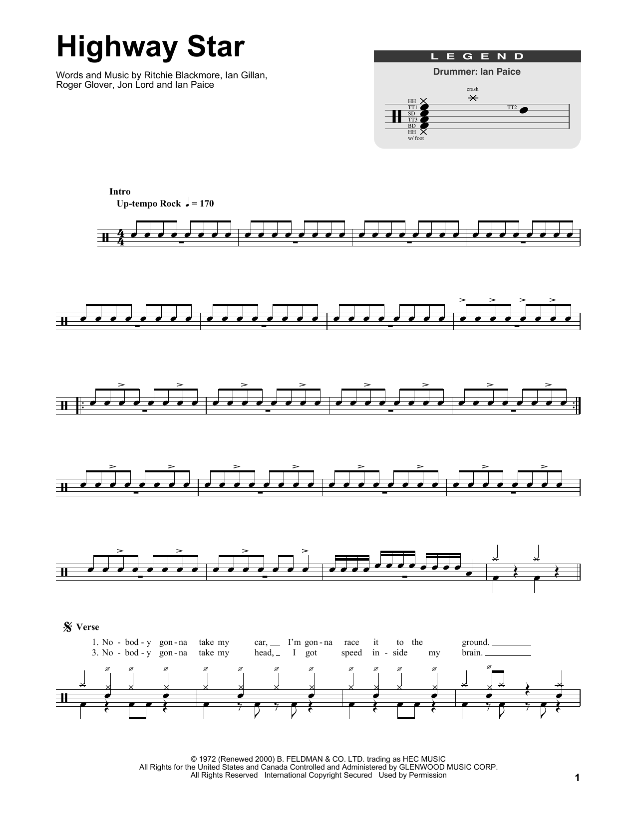 Highway Star (Drums Transcription) von Deep Purple