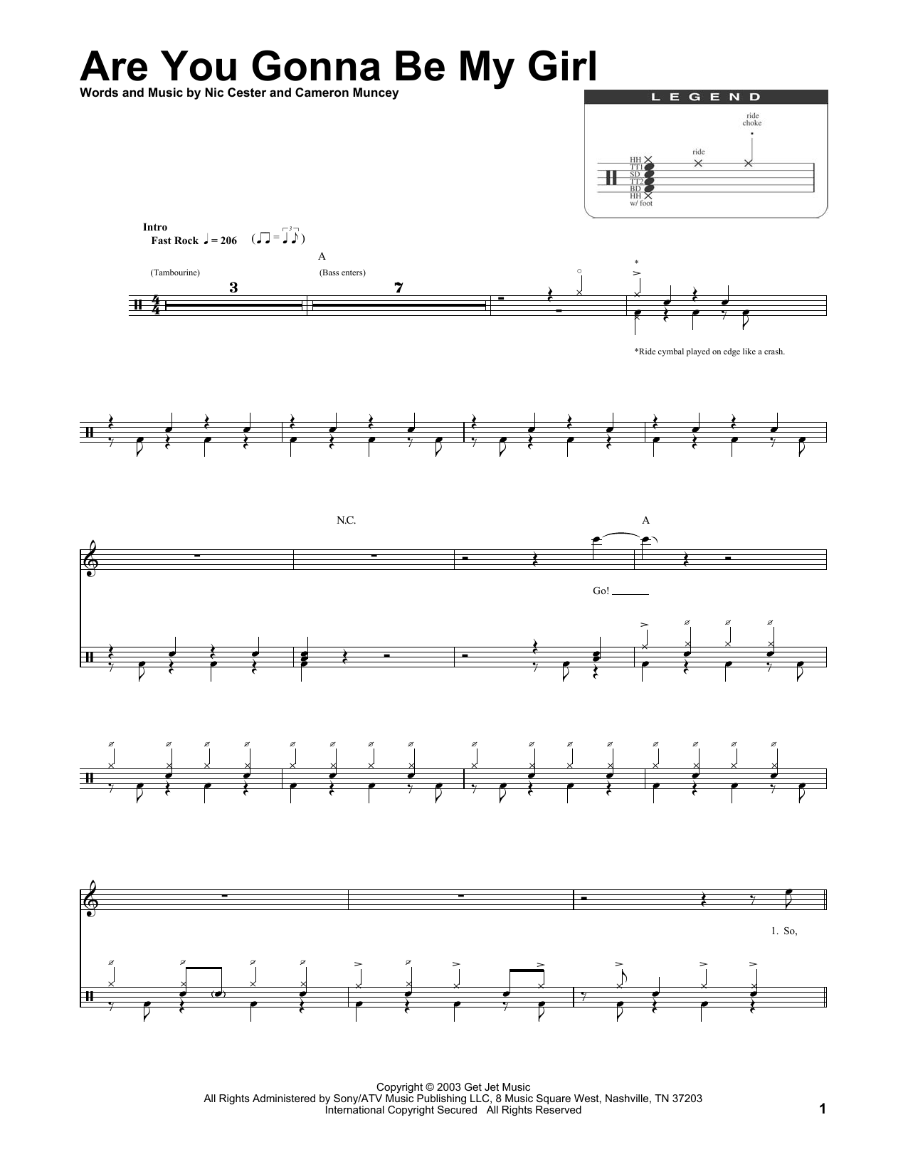 Are You Gonna Be My Girl (Drums Transcription) von Jet