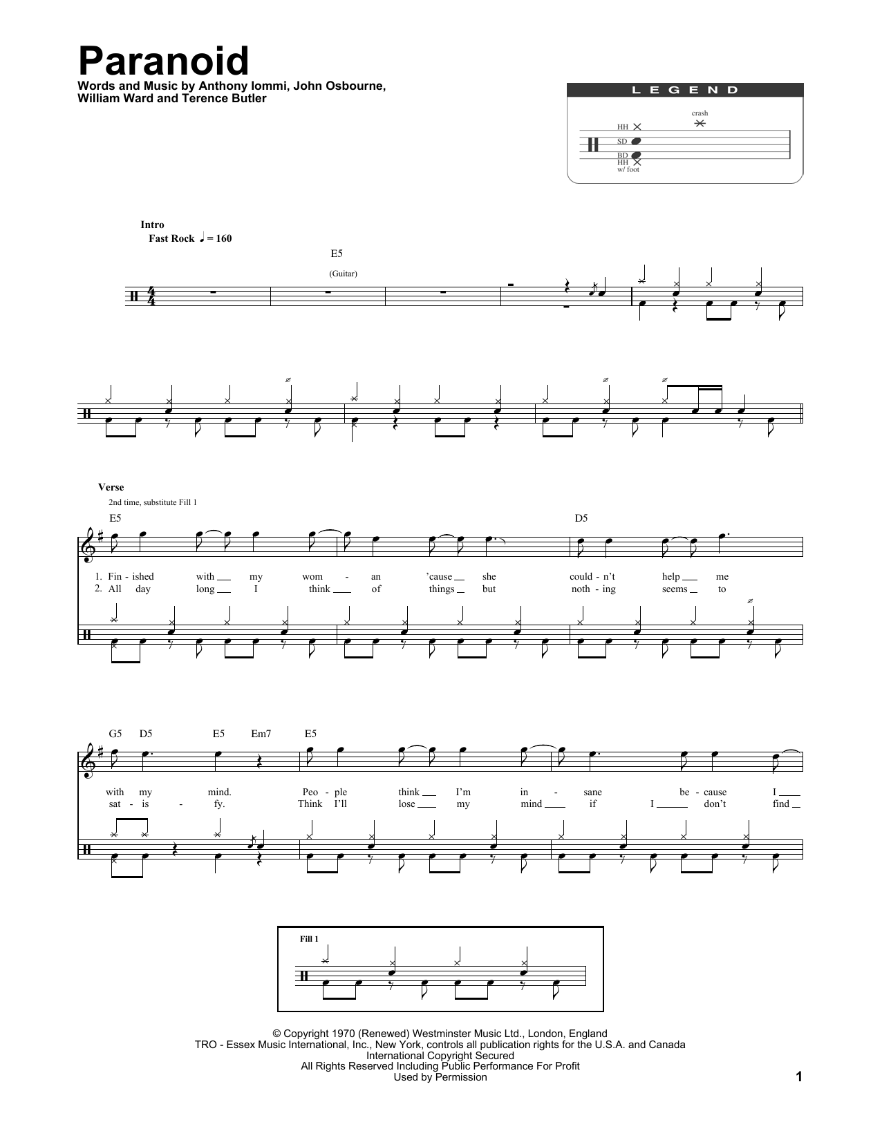 Paranoid (Drums Transcription) von Black Sabbath