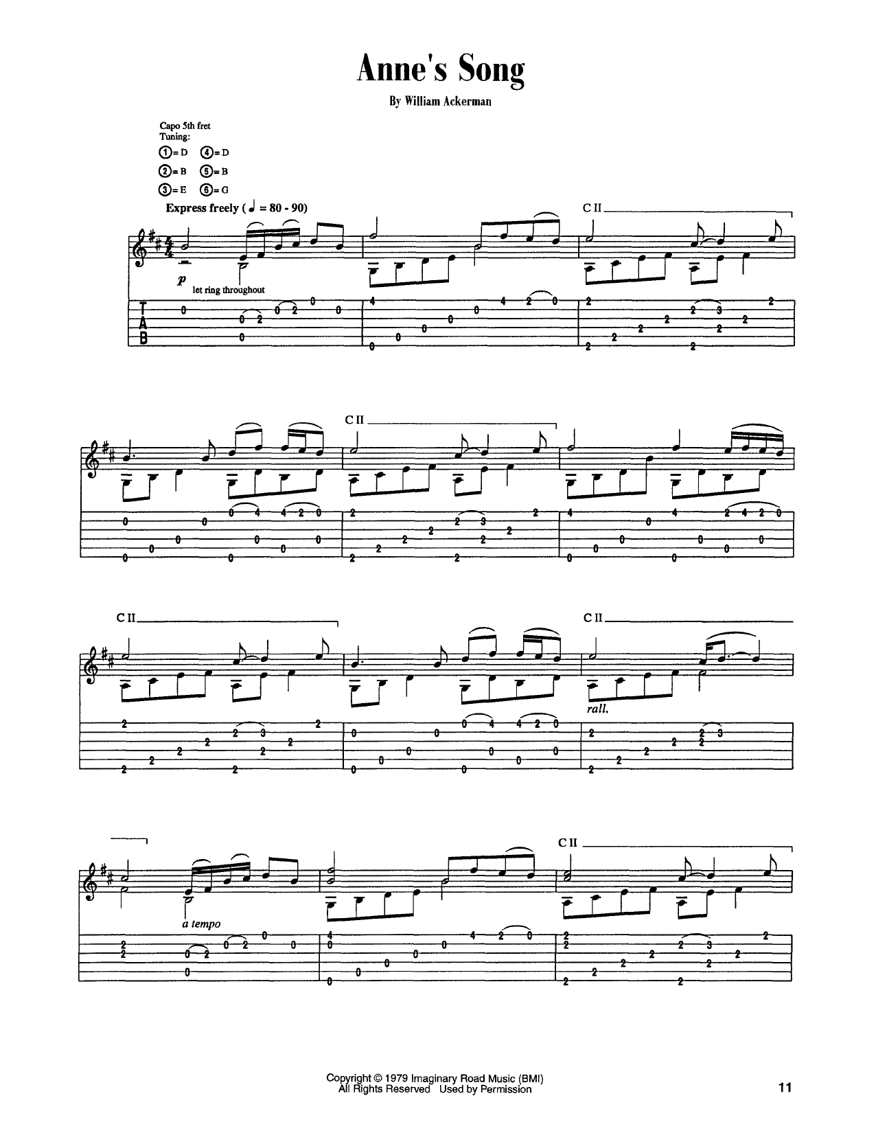 Anne's Song (Guitar Tab) von Will Ackerman