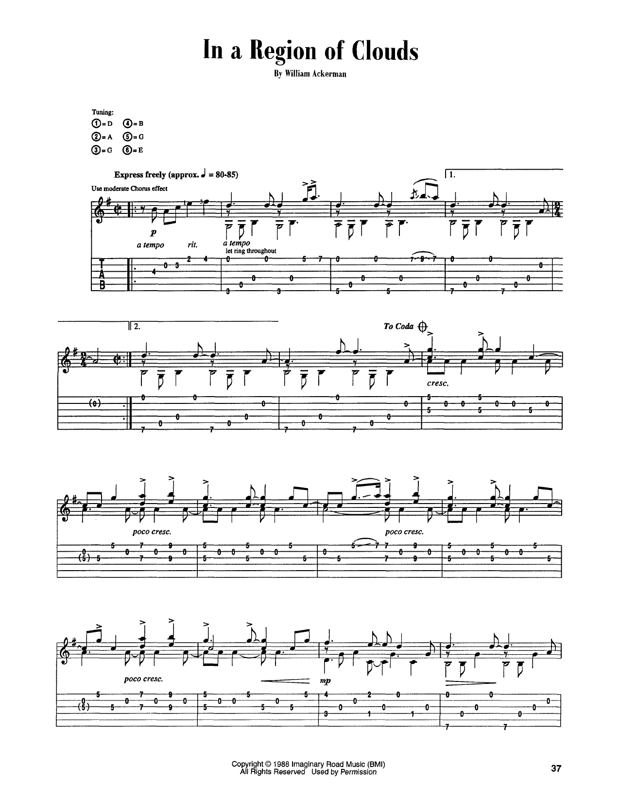 In A Region Of Clouds (Guitar Tab) von Will Ackerman