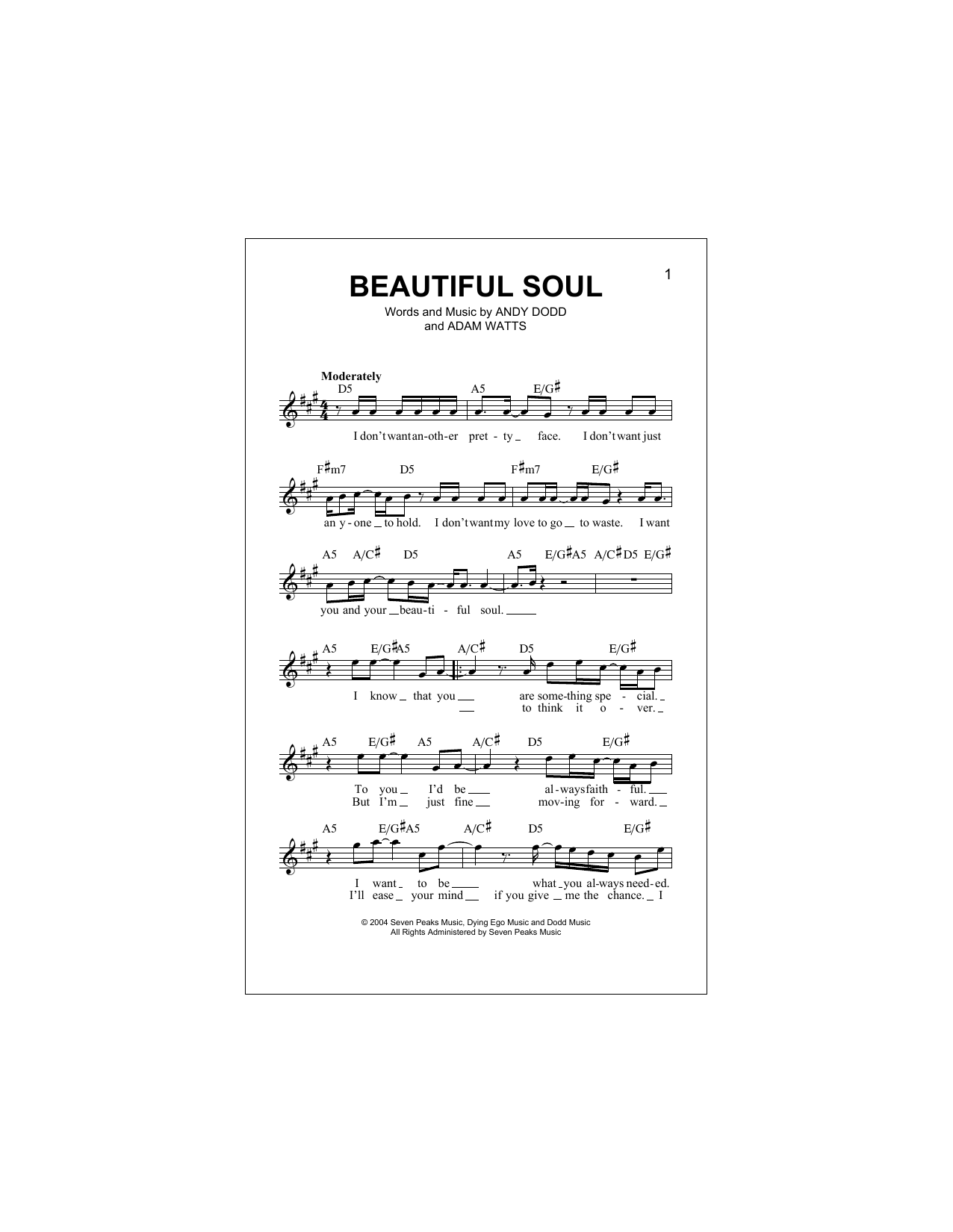 Beautiful Soul (Lead Sheet / Fake Book) von Jesse McCartney