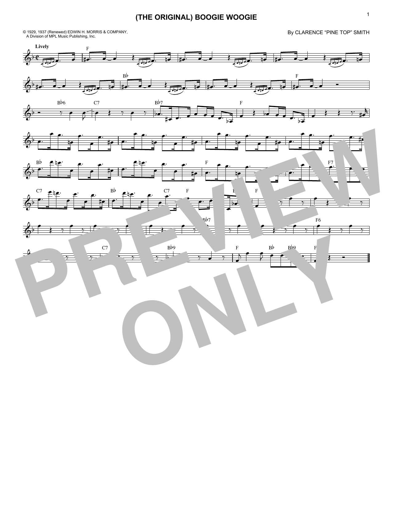 Pine Top's Boogie (Lead Sheet / Fake Book) von Clarence 