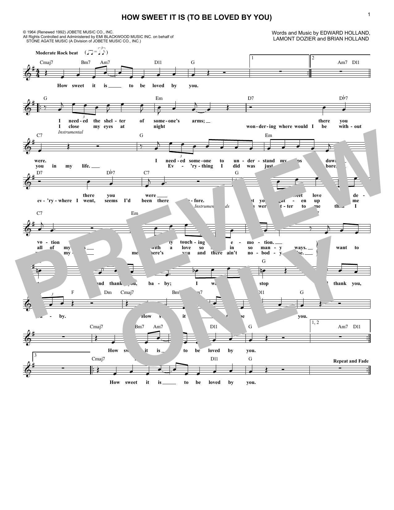 How Sweet It Is (To Be Loved By You) (Lead Sheet / Fake Book) von James Taylor