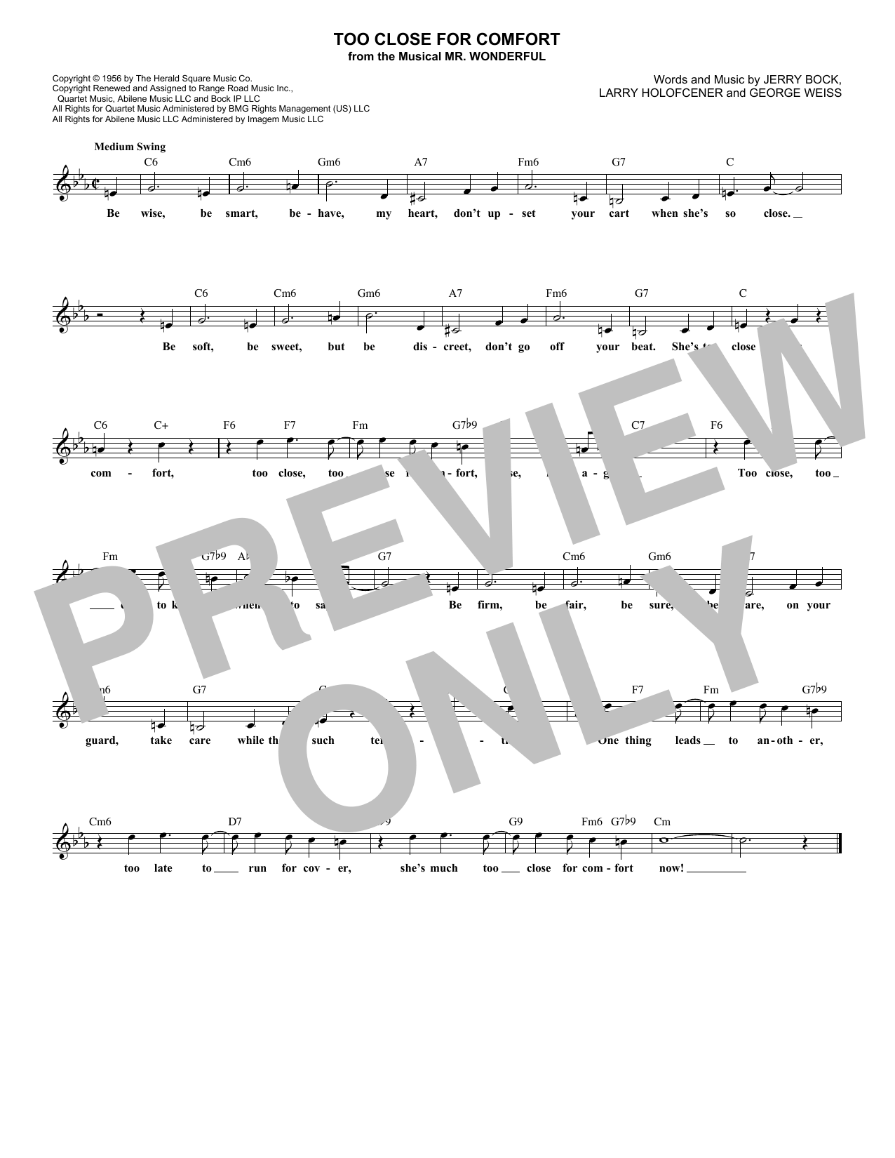 Too Close For Comfort (Lead Sheet / Fake Book) von Jerry Bock