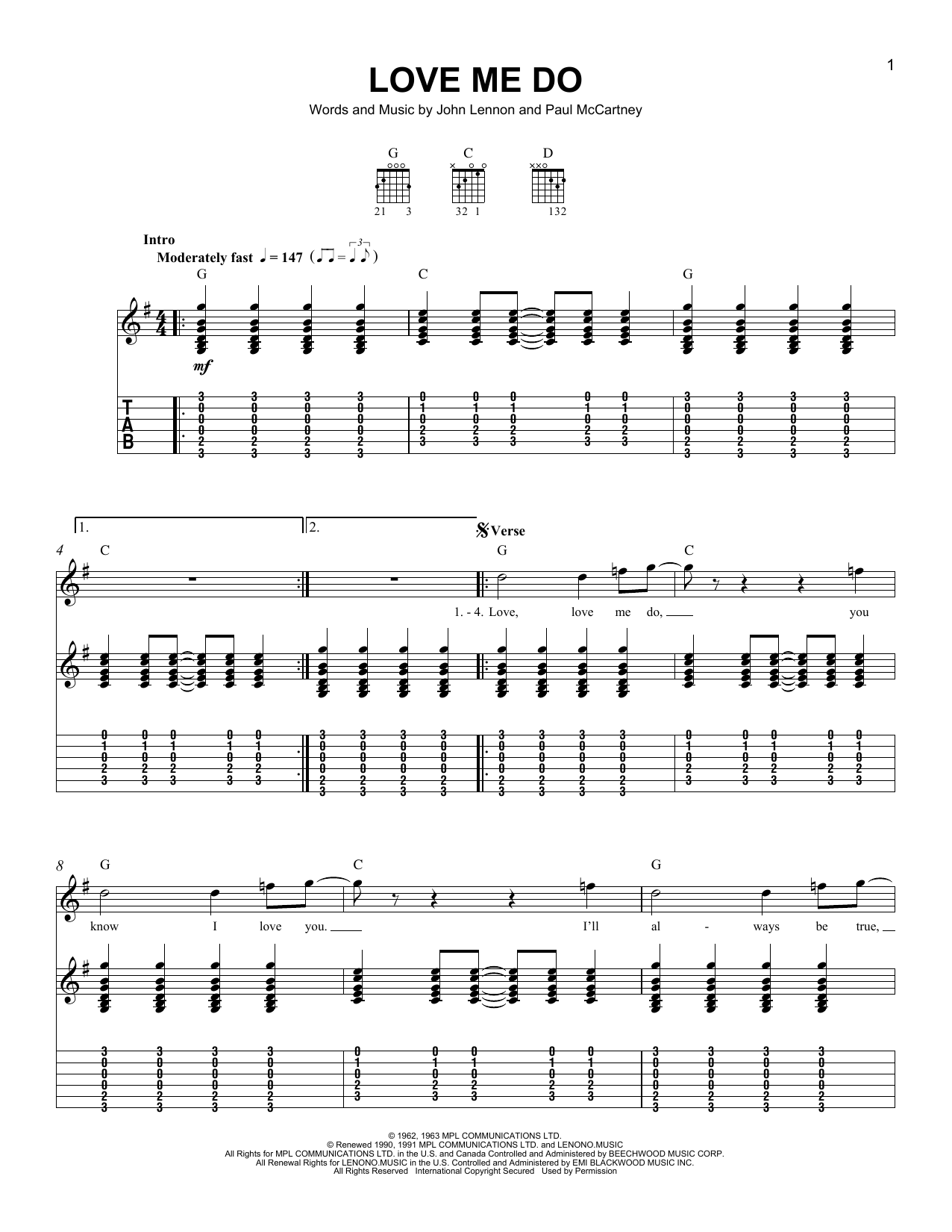 Love Me Do (Easy Guitar Tab) von The Beatles