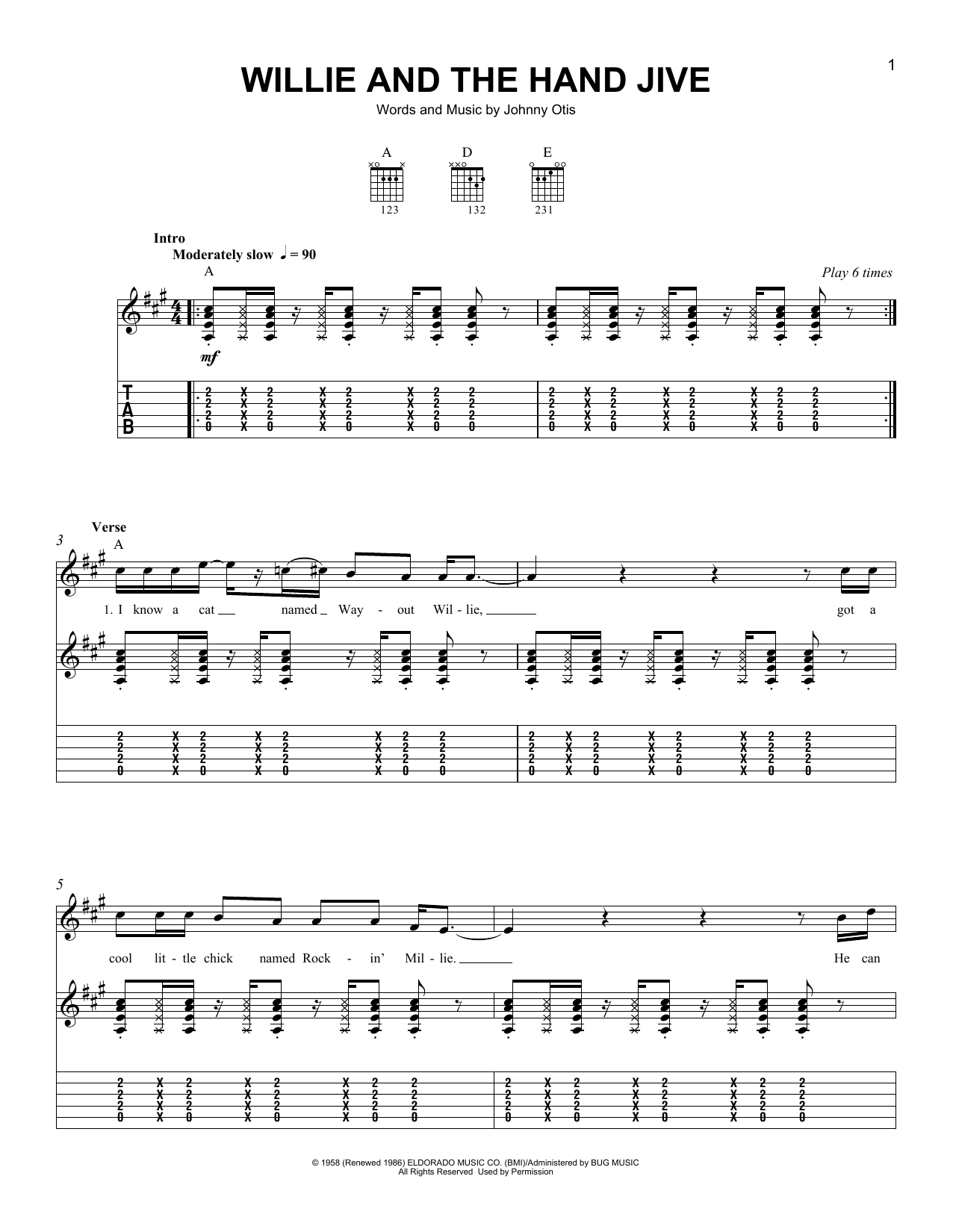 Willie And The Hand Jive (Easy Guitar Tab) von Eric Clapton