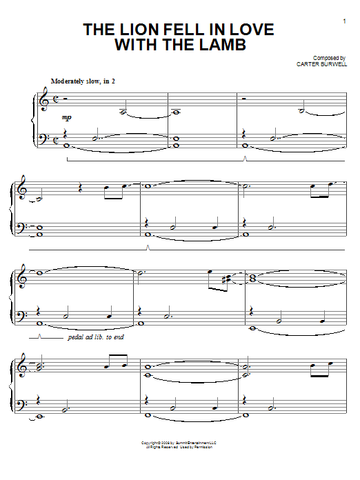 The Lion Fell In Love With The Lamb (Easy Piano) von Carter Burwell