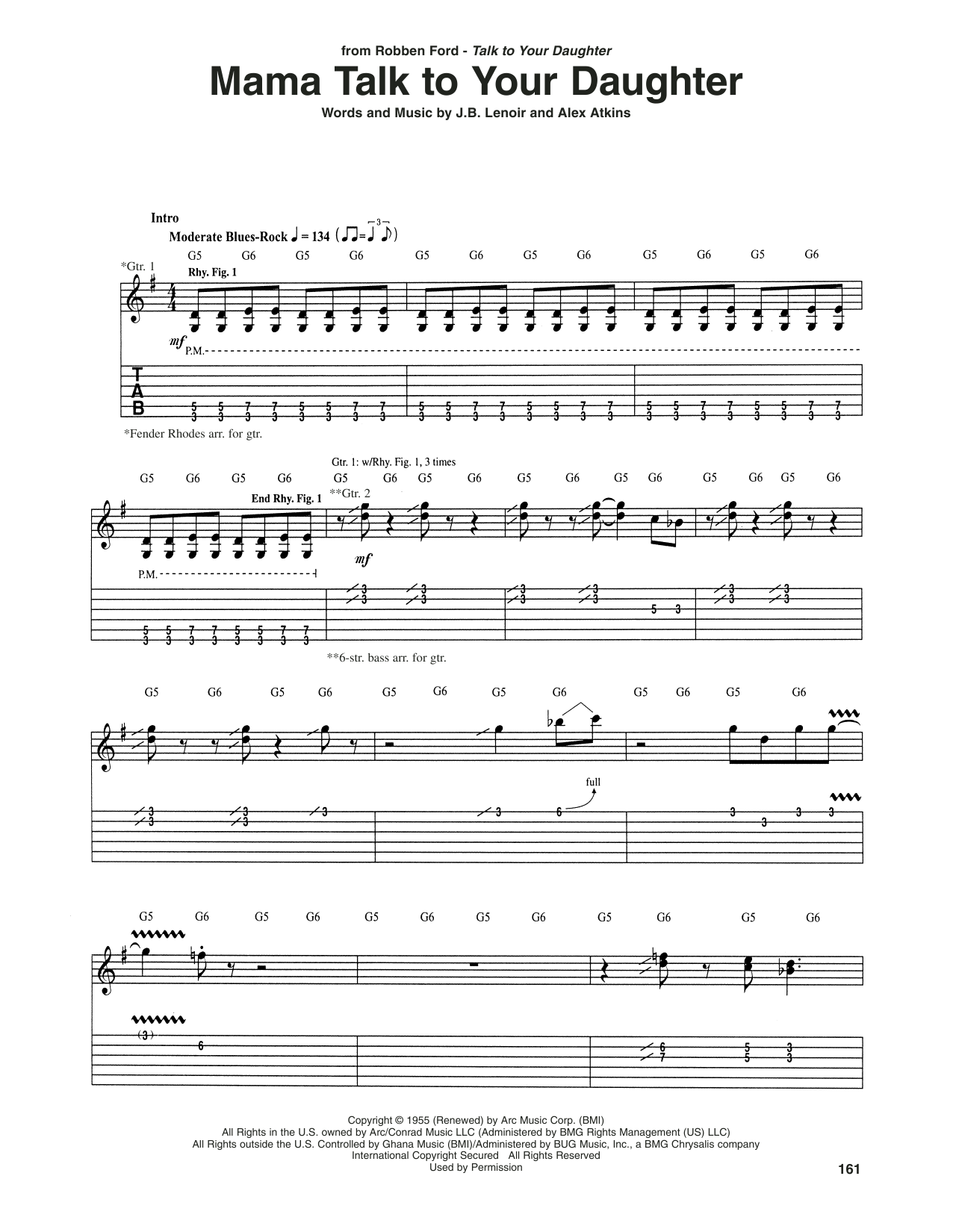Mama Talk To Your Daughter (Guitar Tab) von Robben Ford