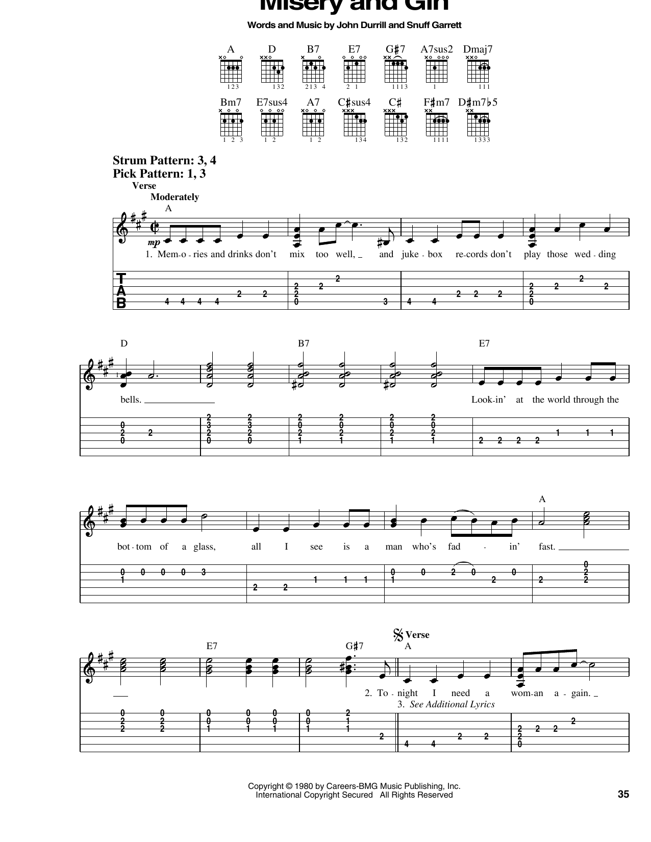 Misery And Gin (Easy Guitar Tab) von Merle Haggard