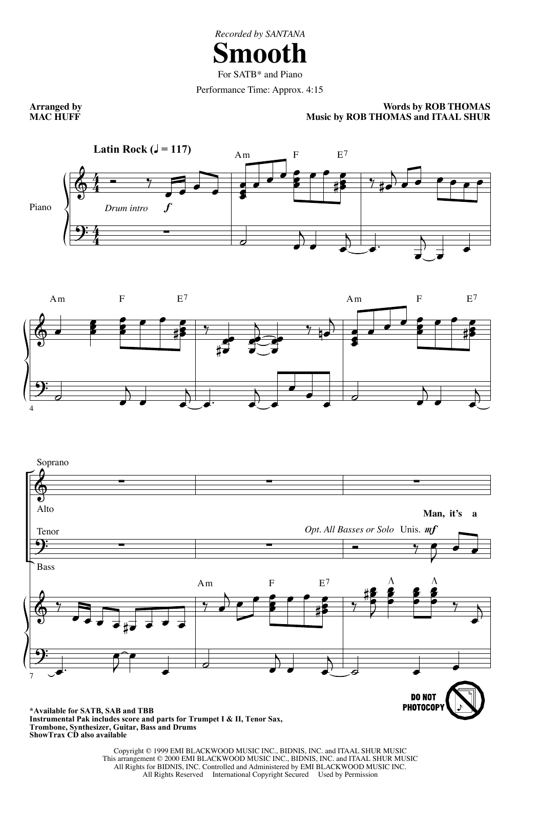 Smooth (arr. Mac Huff) (SATB Choir) von Santana