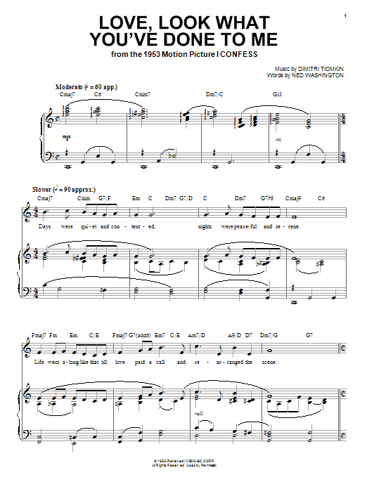 Love, Look What You've Done To Me (Piano, Vocal & Guitar Chords (Right-Hand Melody)) von Dimitri Tiomkin