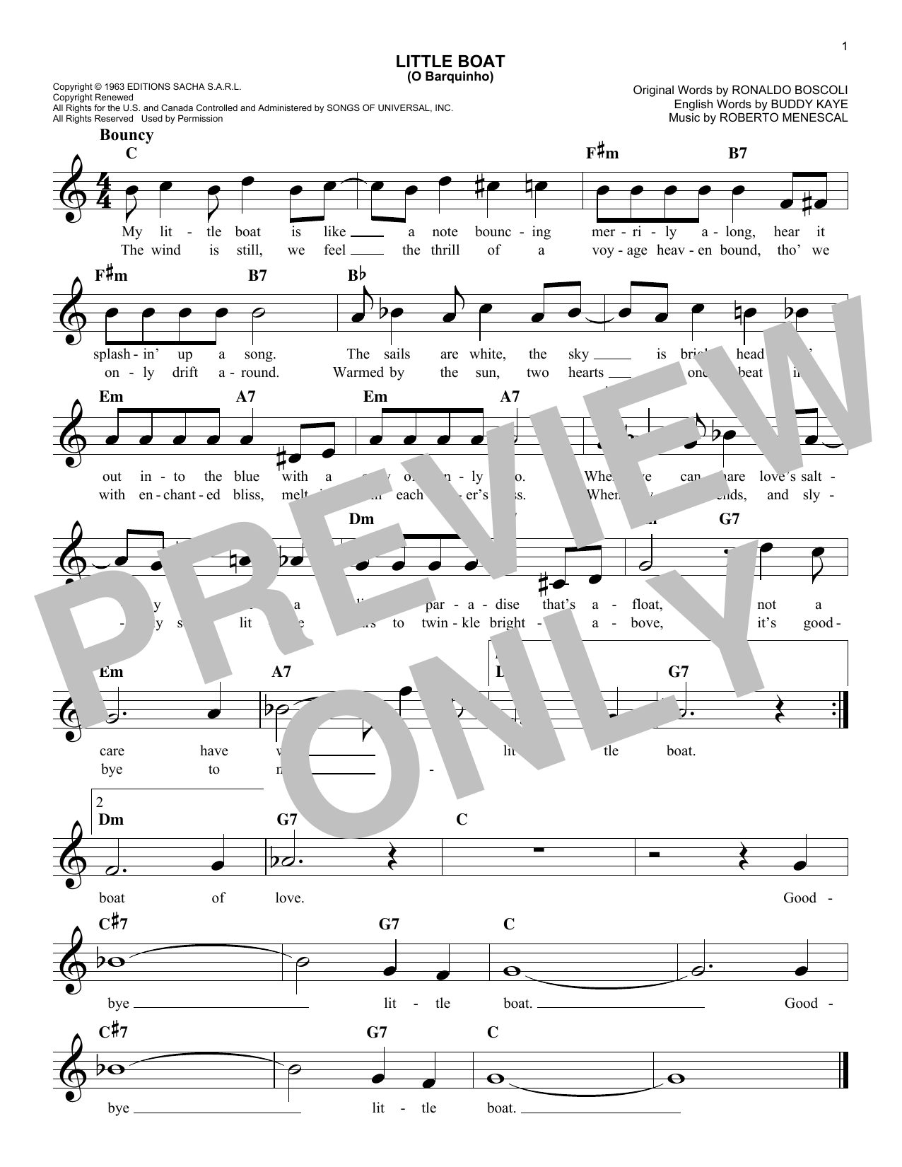 Little Boat (O Barquinho) (Lead Sheet / Fake Book) von Buddy Kaye