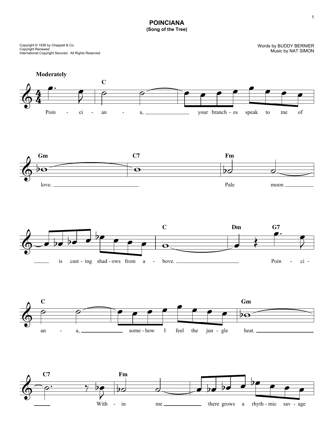 Poinciana (Song Of The Tree) (Lead Sheet / Fake Book) von Nat Simon