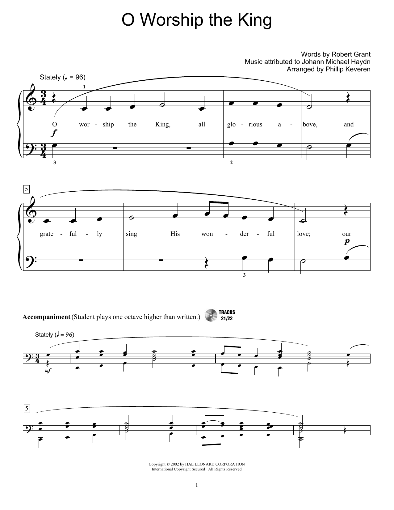 O Worship The King (Educational Piano) von Johann Michael Haydn