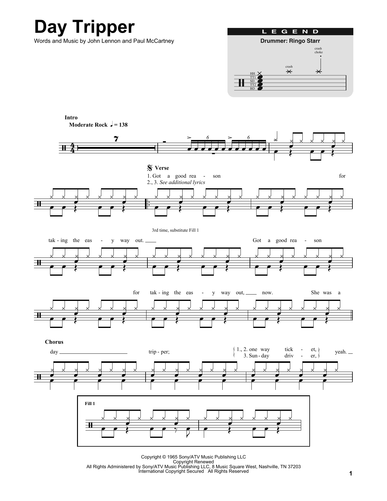 Day Tripper (Drums Transcription) von The Beatles