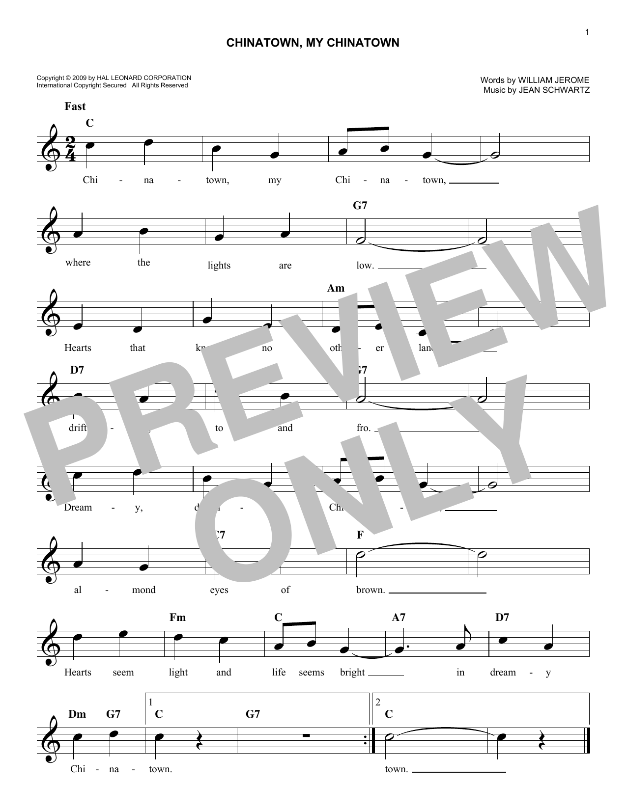 Chinatown, My Chinatown (Lead Sheet / Fake Book) von The Mills Brothers