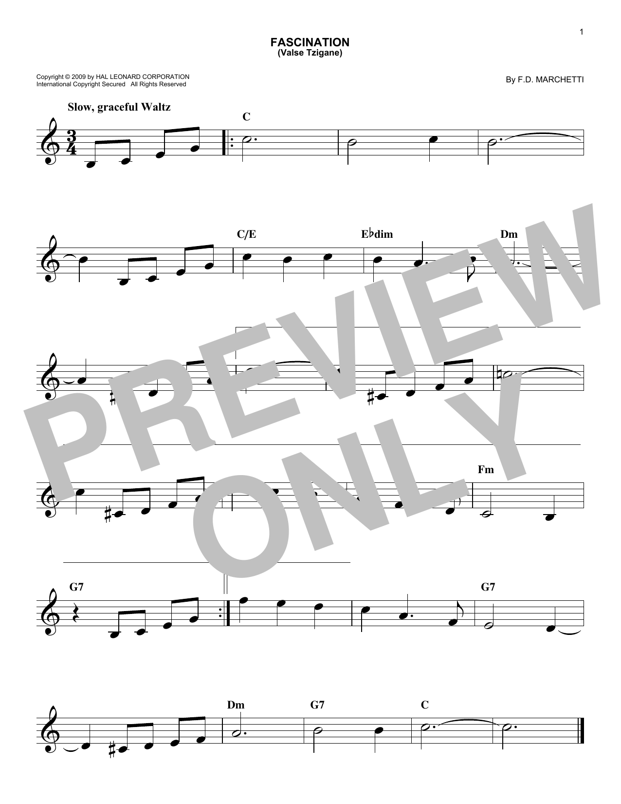 Fascination (Valse Tzigane) (Lead Sheet / Fake Book) von F.D. Marchetti