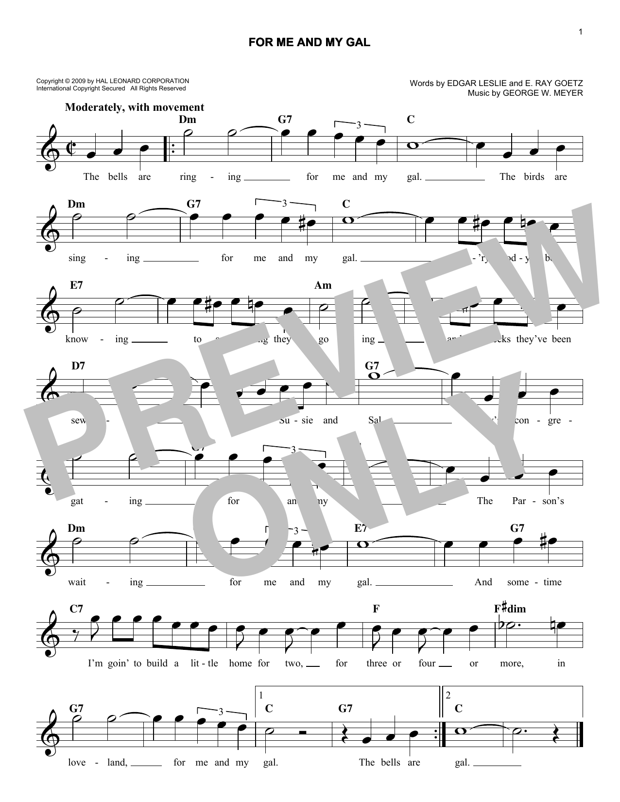 For Me And My Gal (Lead Sheet / Fake Book) von E. Ray Goetz