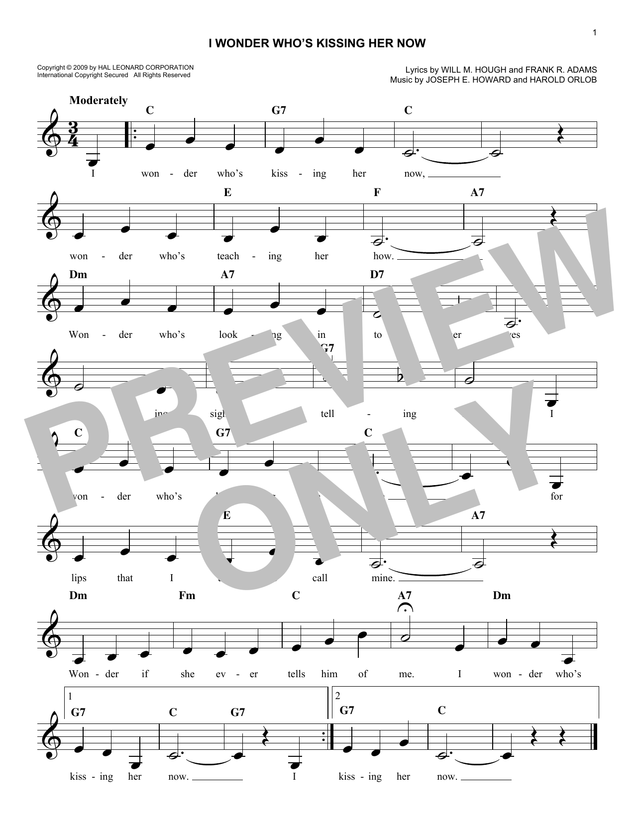 I Wonder Who's Kissing Her Now (Lead Sheet / Fake Book) von Harold Orlob