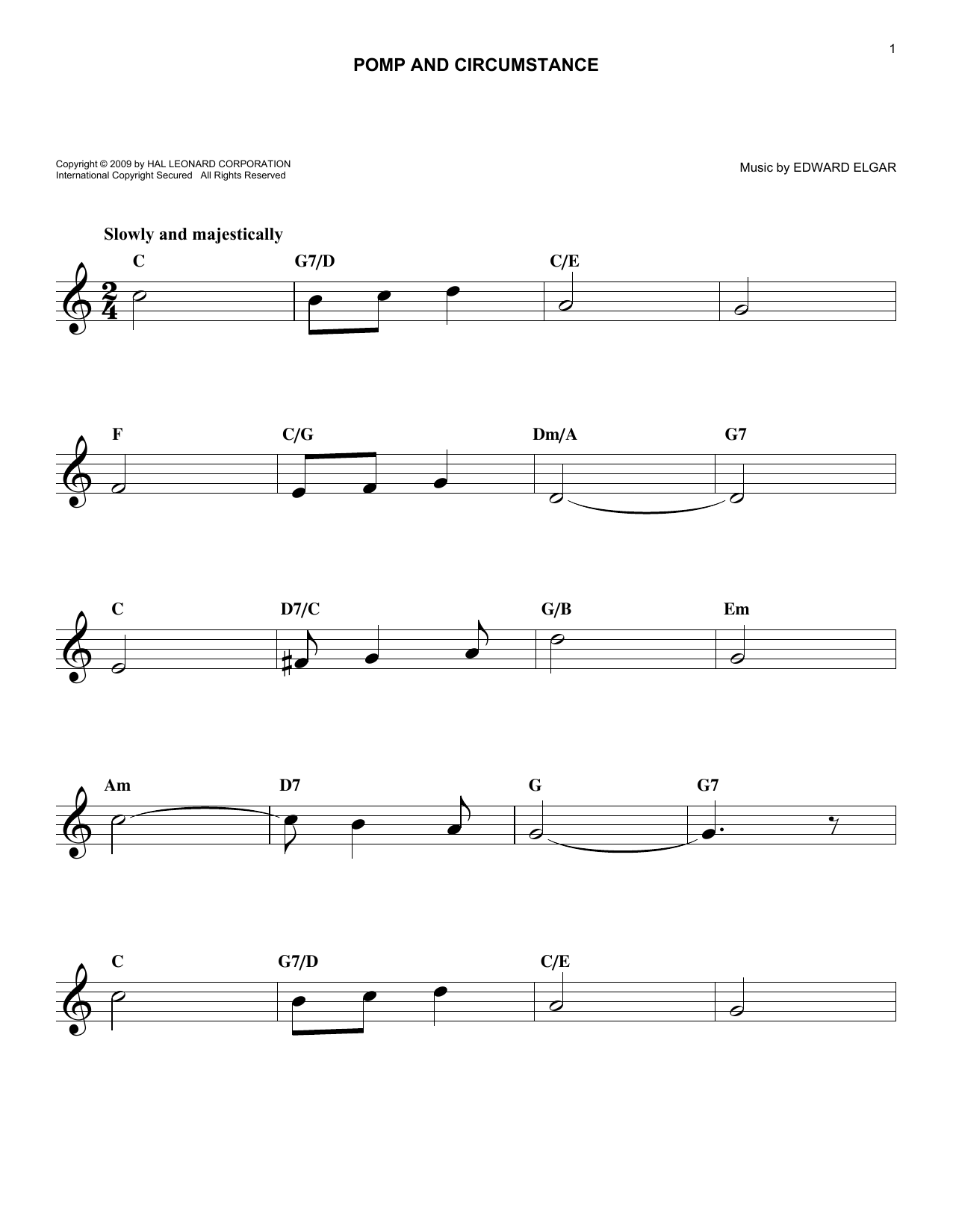 Pomp And Circumstance (Lead Sheet / Fake Book) von Edward Elgar