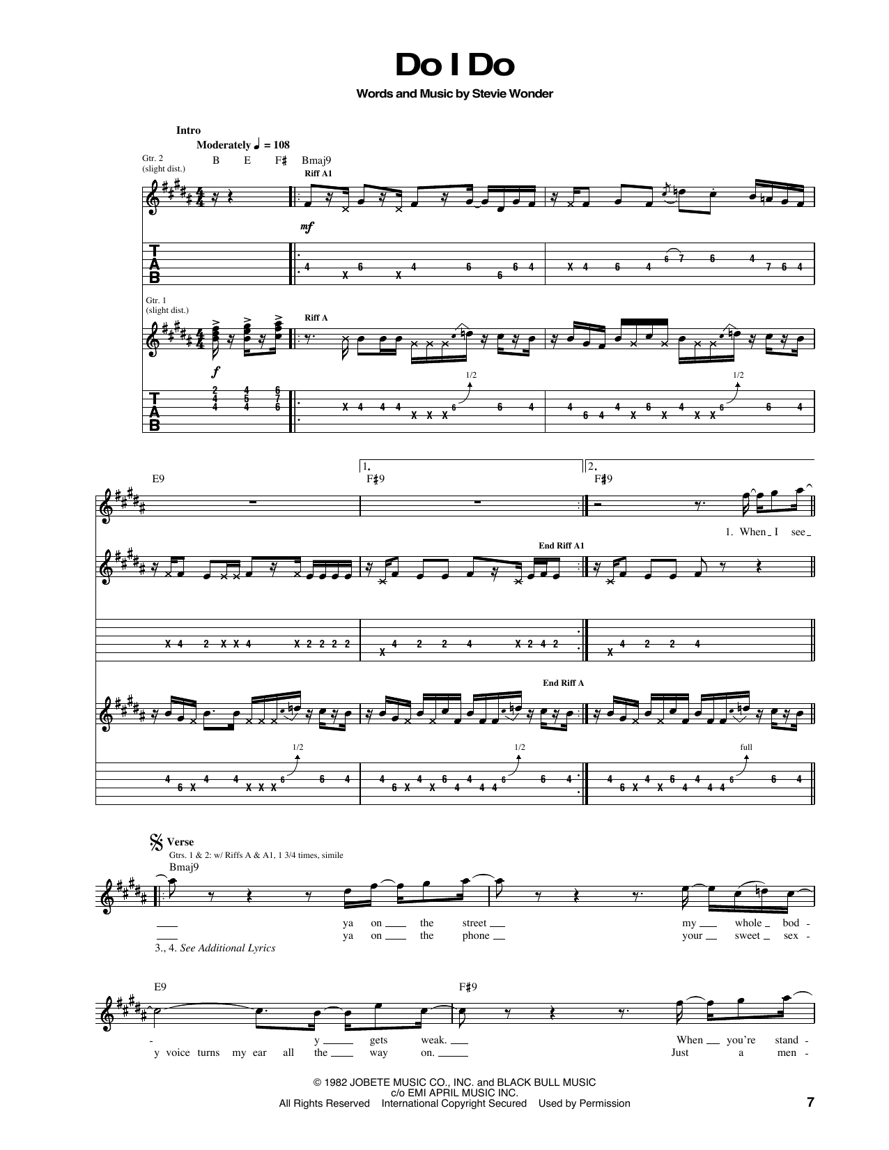 Do I Do (Guitar Tab) von Stevie Wonder