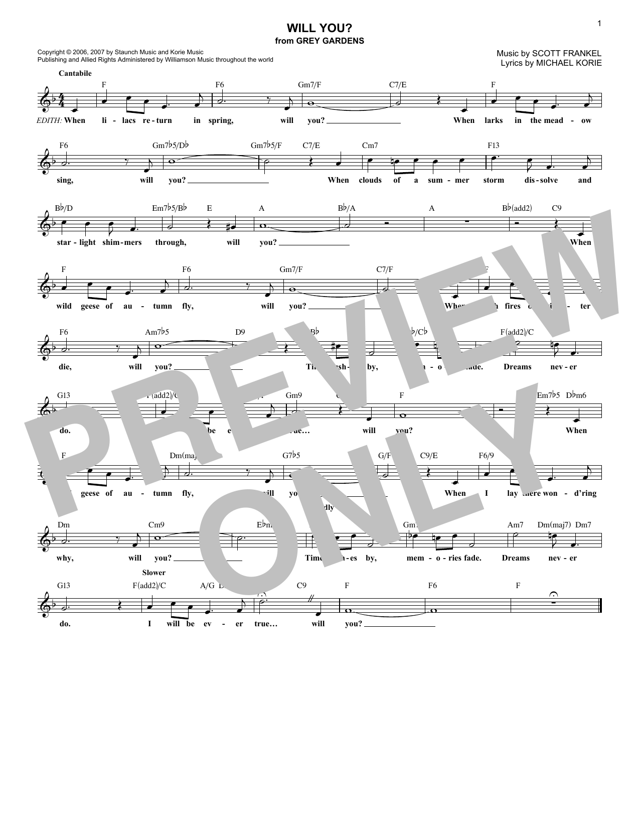 Will You? (Lead Sheet / Fake Book) von Michael Korie