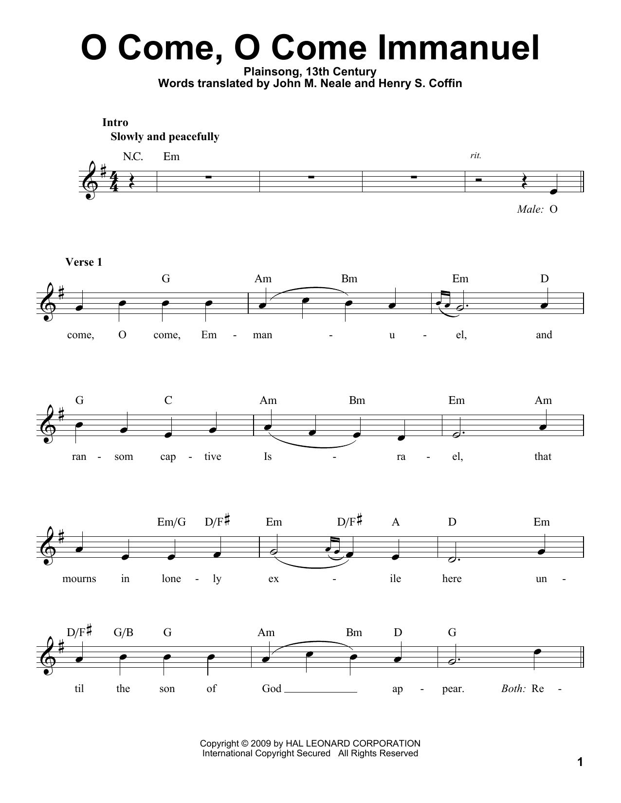 O Come, O Come Immanuel (Pro Vocal) von Plainsong, 13th Century