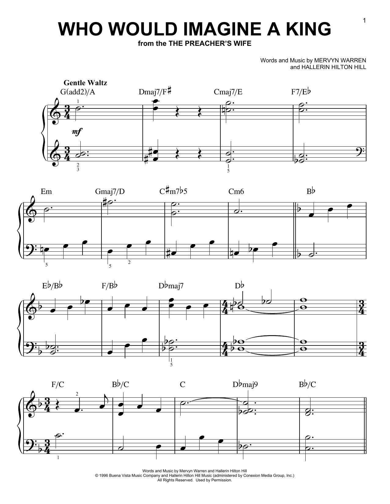 Who Would Imagine A King (Easy Piano) von Whitney Houston