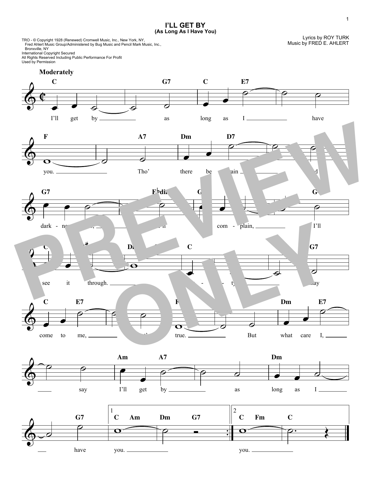 I'll Get By (As Long As I Have You) (Lead Sheet / Fake Book) von Fred E. Ahlert