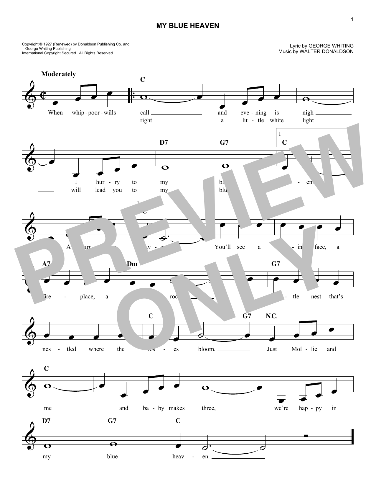 My Blue Heaven (Lead Sheet / Fake Book) von Walter Donaldson