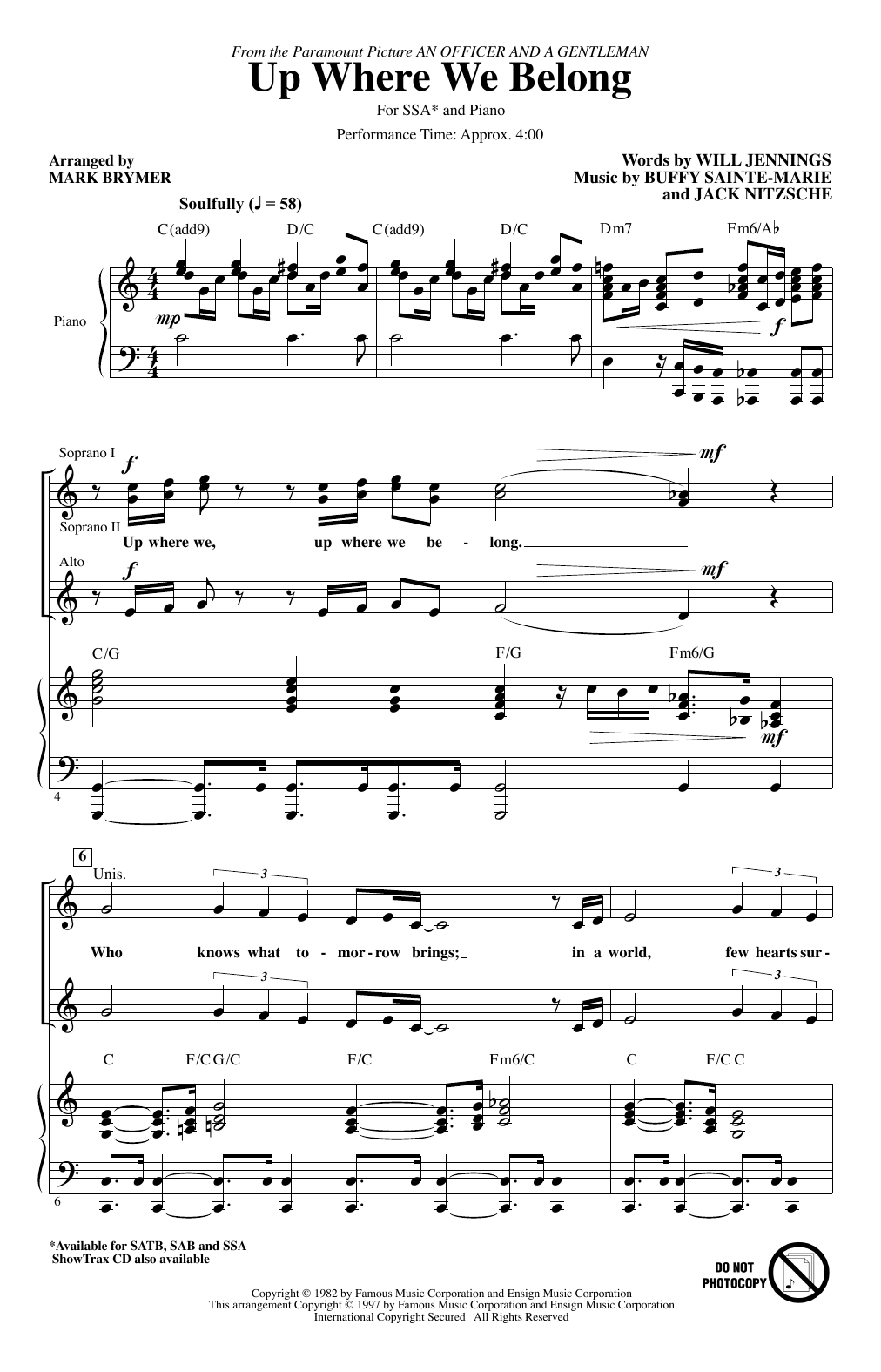 Up Where We Belong (arr. Mark Brymer) (SSA Choir) von Joe Cocker & Jennifer Warnes