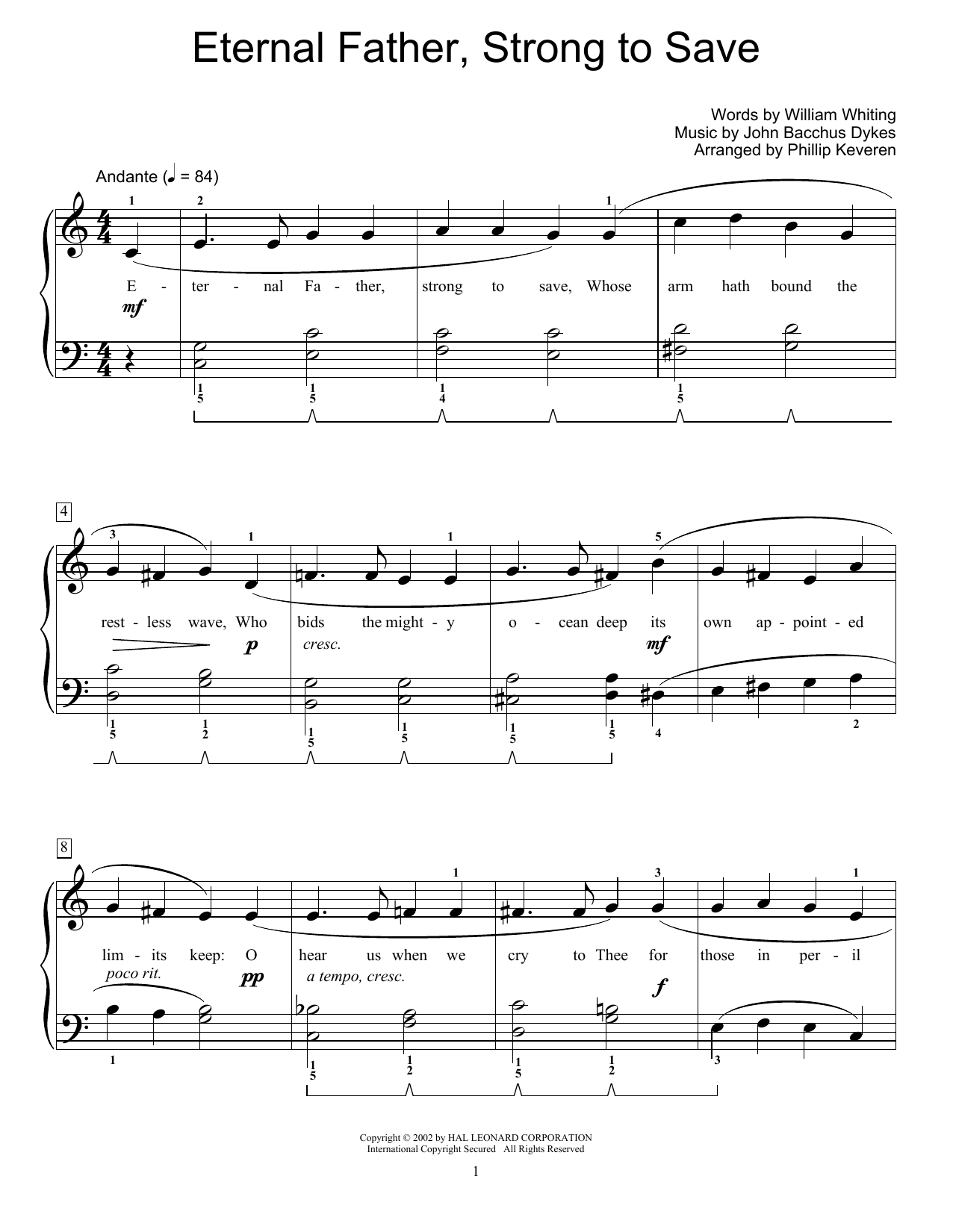 Eternal Father, Strong To Save (arr. Phillip Keveren) (Educational Piano) von John Bacchus Dykes