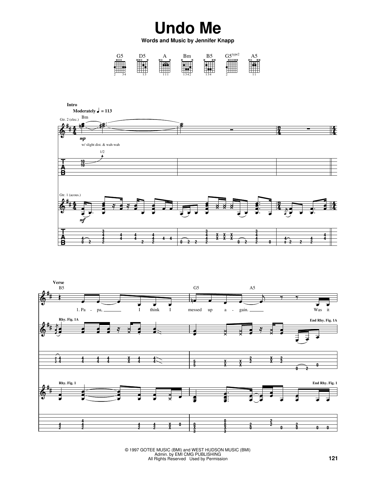 Undo Me (Guitar Tab) von Jennifer Knapp