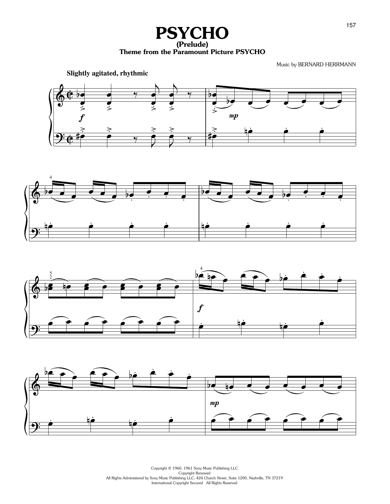 Psycho (Prelude) (Easy Piano) von Bernard Herrmann