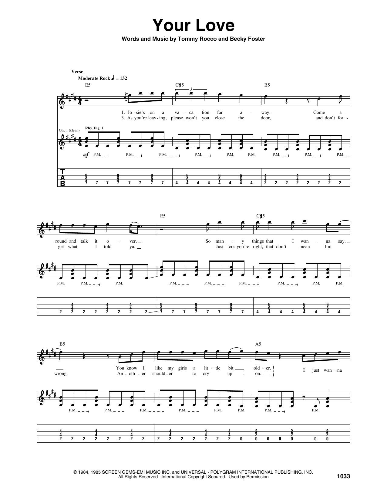 Your Love (Guitar Tab) von The Outfield