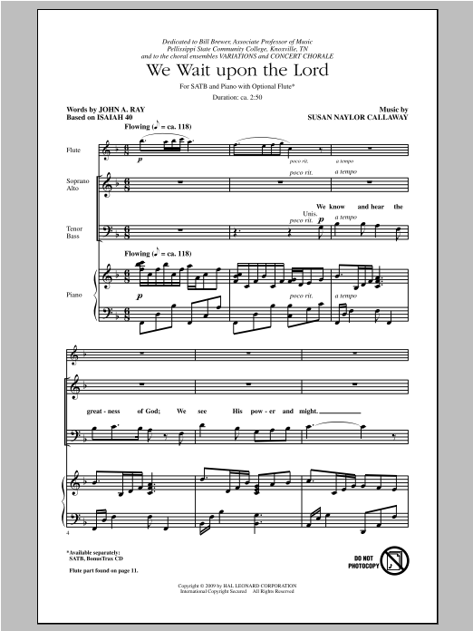 We Wait Upon The Lord (SATB Choir) von Susan Naylor Callaway