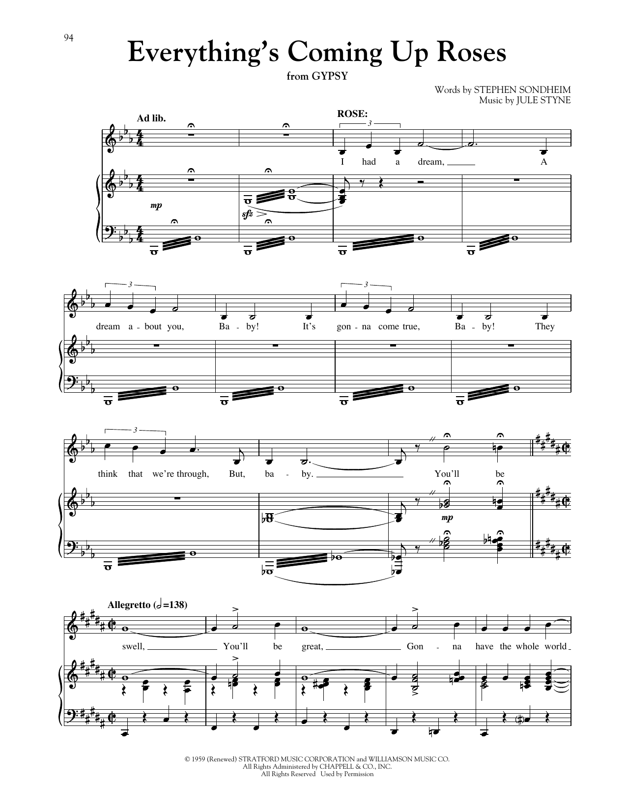 Everything's Coming Up Roses (from Gypsy) (arr. Richard Walters) (Piano & Vocal) von Stephen Sondheim