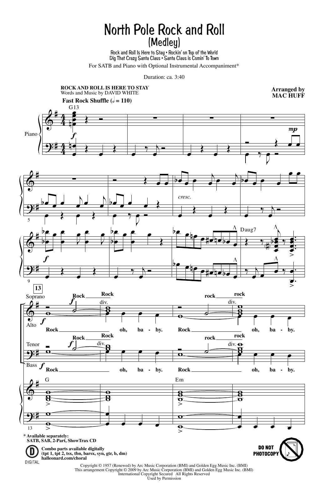 North Pole Rock And Roll (Medley) (SATB Choir) von Mac Huff