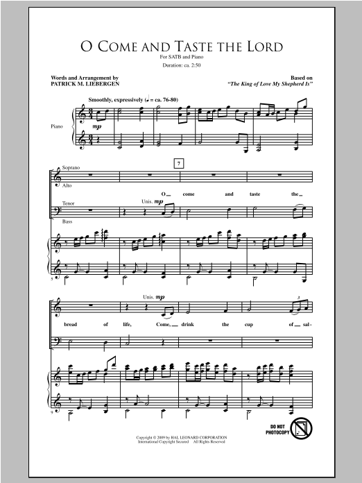 O Come And Taste The Lord (SATB Choir) von Patrick Liebergen