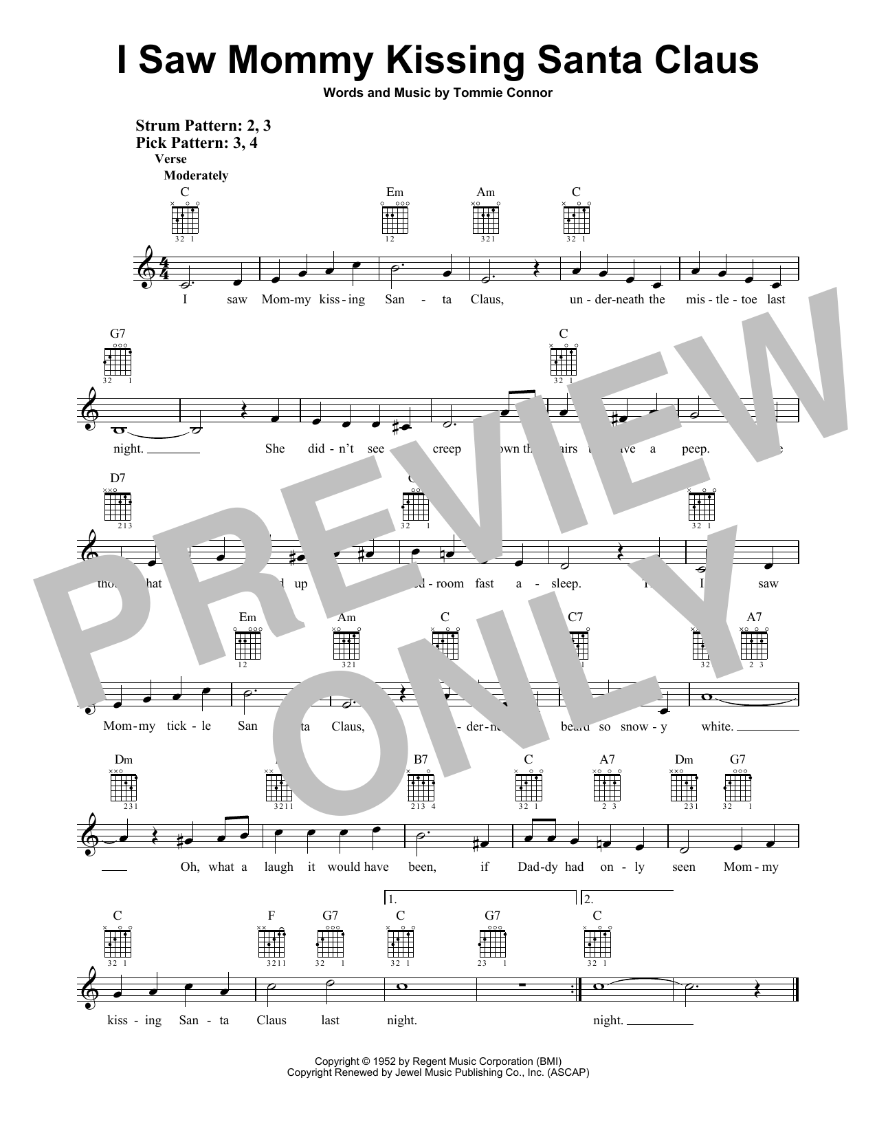 I Saw Mommy Kissing Santa Claus (Easy Guitar) von Tommie Connor