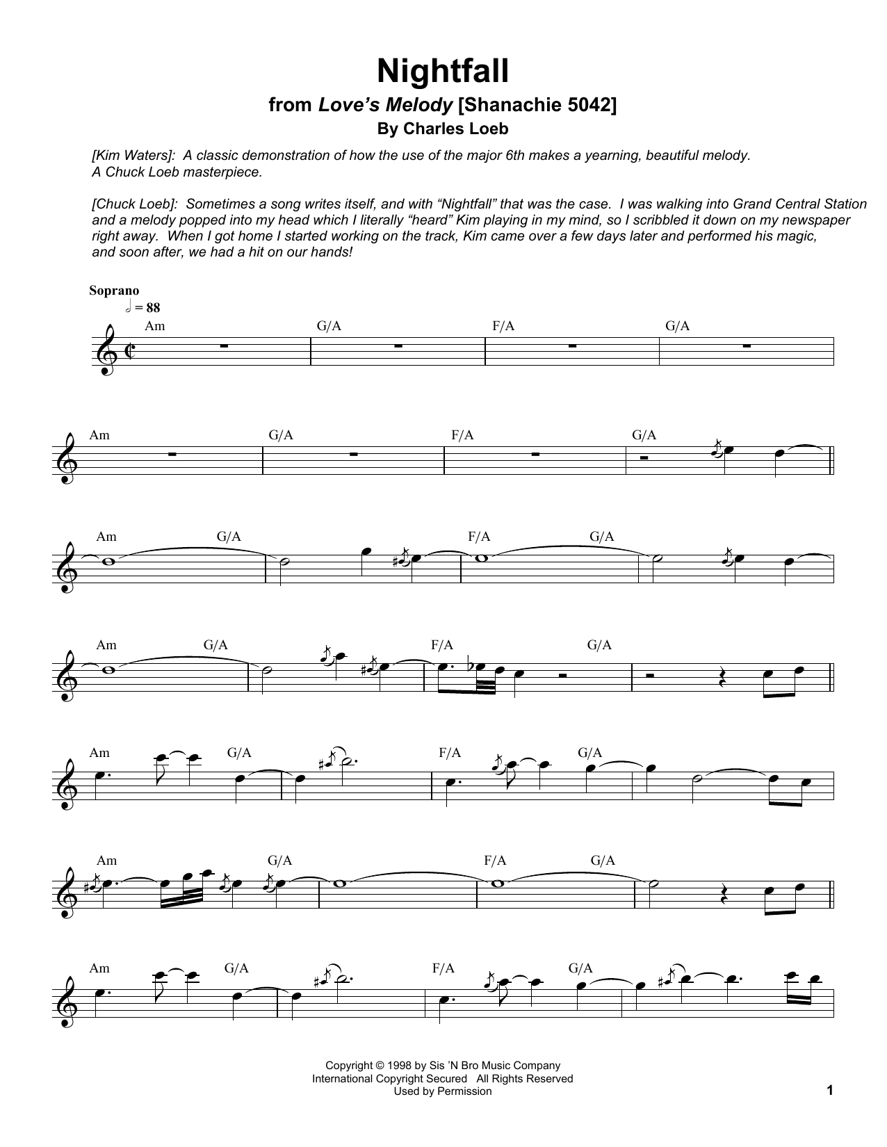 Nightfall (Soprano Sax Transcription) von Kim Waters