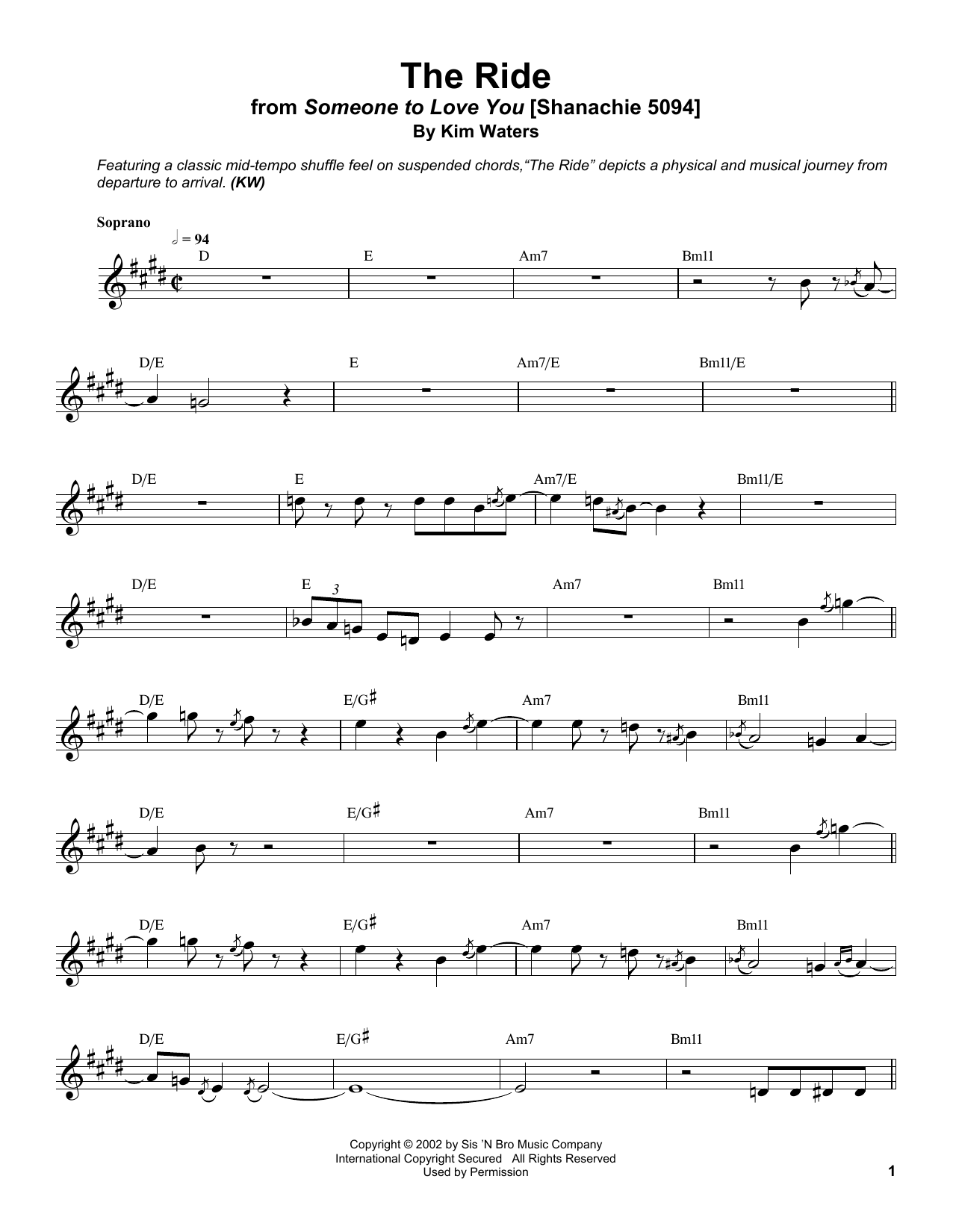 The Ride (Soprano Sax Transcription) von Kim Waters