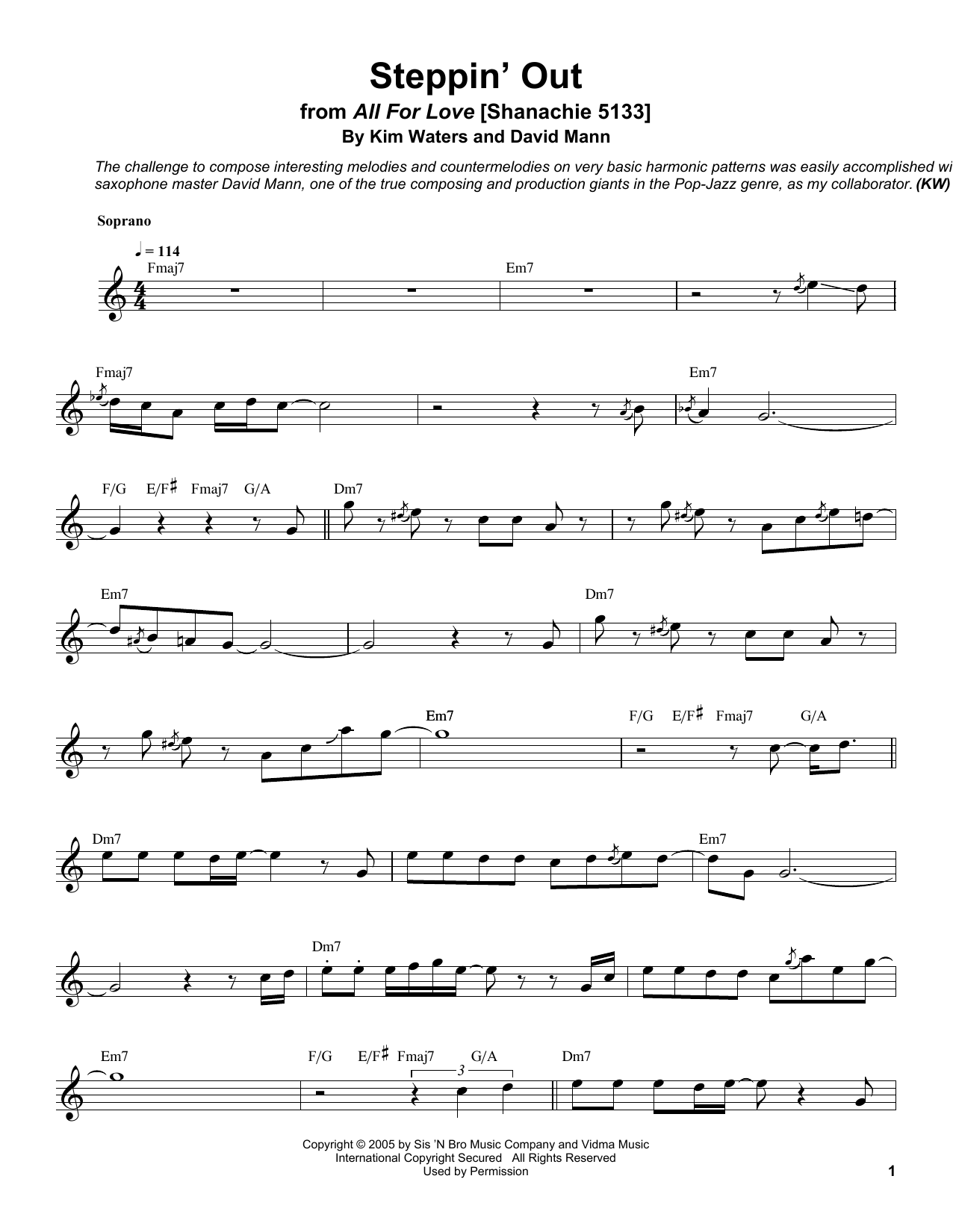 Steppin' Out (Soprano Sax Transcription) von Kim Waters