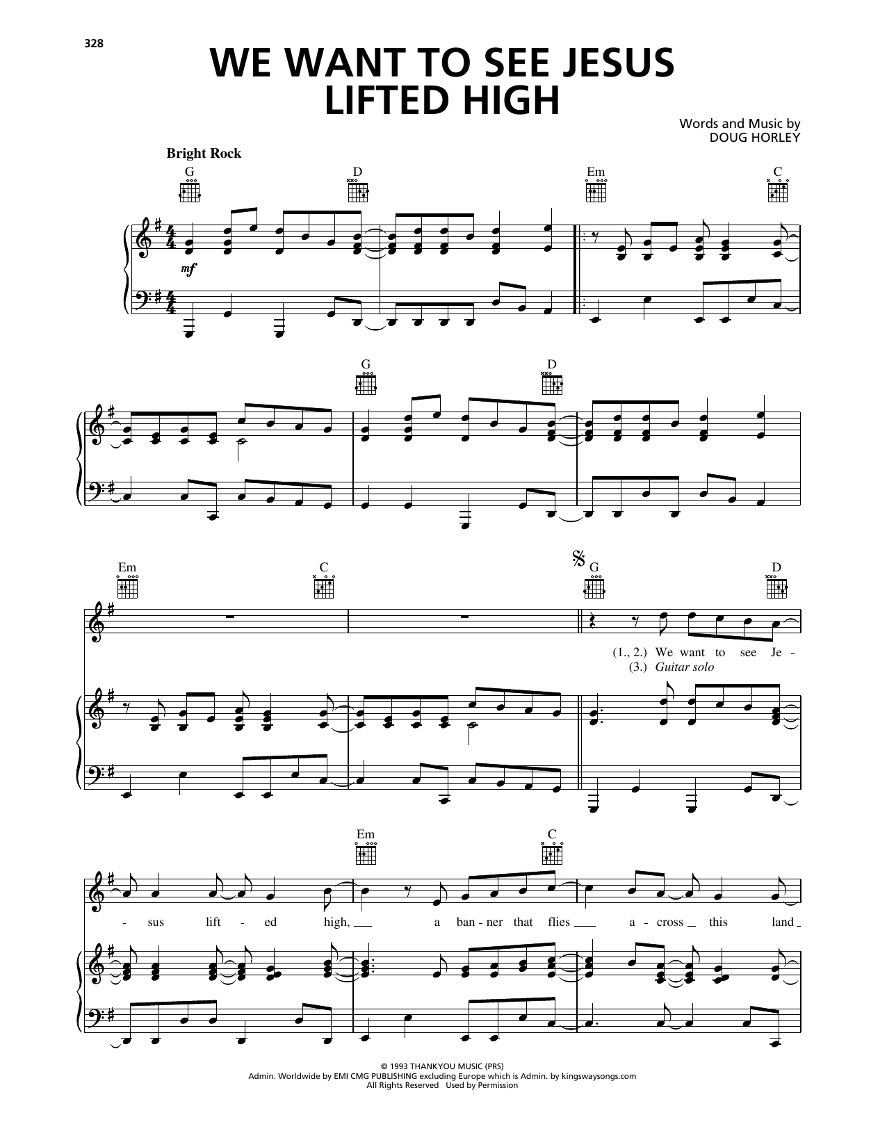 We Want To See Jesus Lifted High (Piano, Vocal & Guitar Chords (Right-Hand Melody)) von Noel Richards