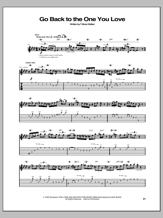 Go Back To The One You Love (Guitar Tab) von T-Bone Walker